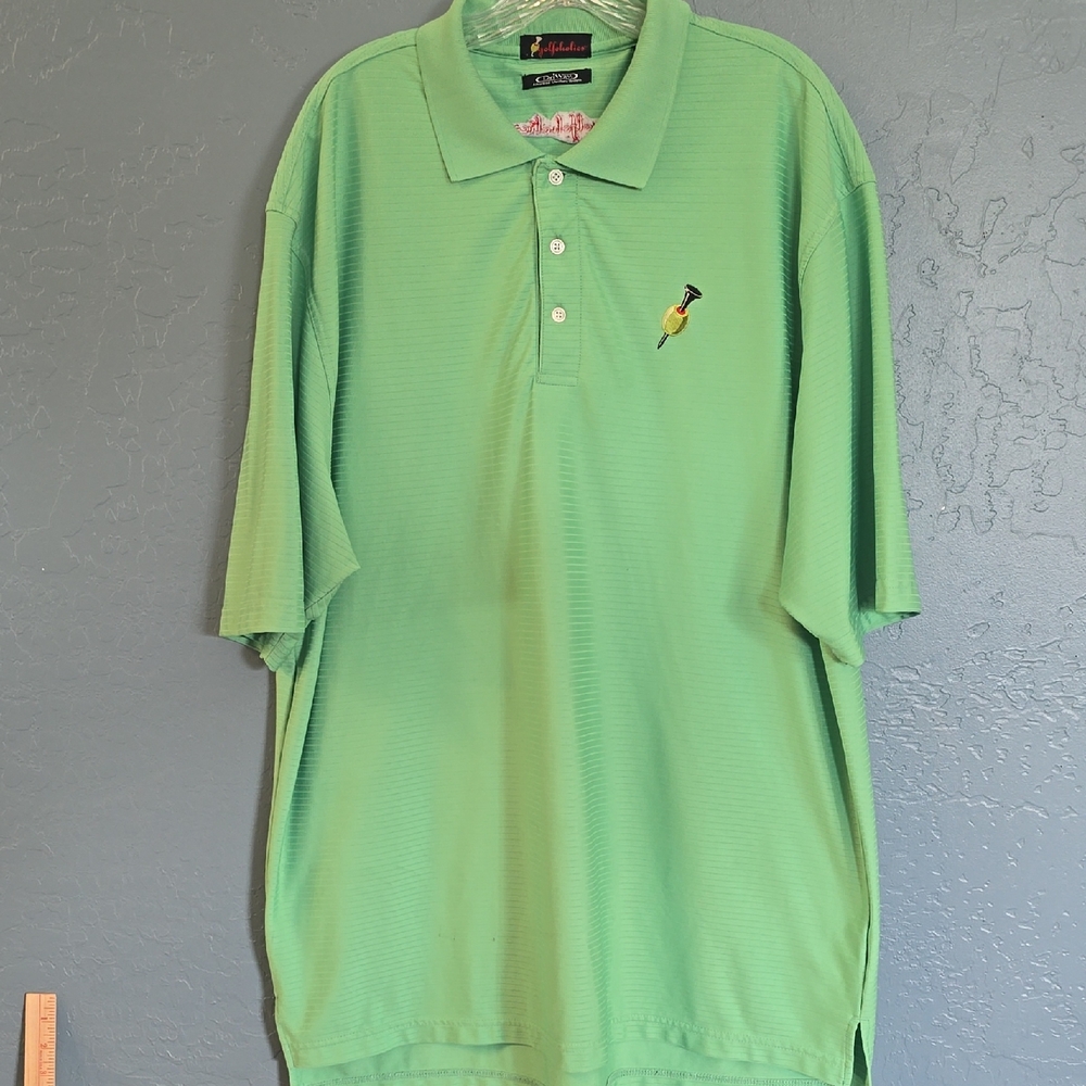 Golfaholics Men's Mint Green Polo Shirt With Olive And Tee Embroidery